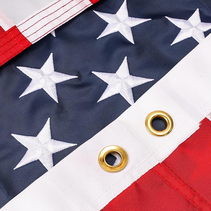 American Flags for Outside 5x8 Ft. American Flags 5x8 Ft Outdoor Heavy Duty. Indestructible US Flags with Embroidered Stars, Sewn Stripes, 3 Brass Grommets and Vivid Colors.