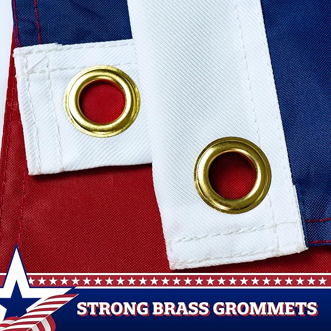 G128 – 3 Pack: Betsy Ross American Patriotic Bunting & Flag Pulldown, 13 Embroidered Stars in Circle Pattern with 5 Fully Sewn Stripes, decorative bunting, 20" x8', Red/White/Blue