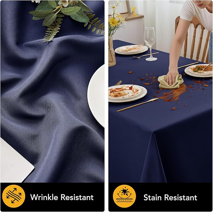 6-Pack Navy Blue Tablecloths for Square Tables, 54 x 54 Inches, Stain-Resistant Polyester Fabric for 2 Foot Tables - Washable Table Covers for Weddings, Banquets, Birthday Parties, Events