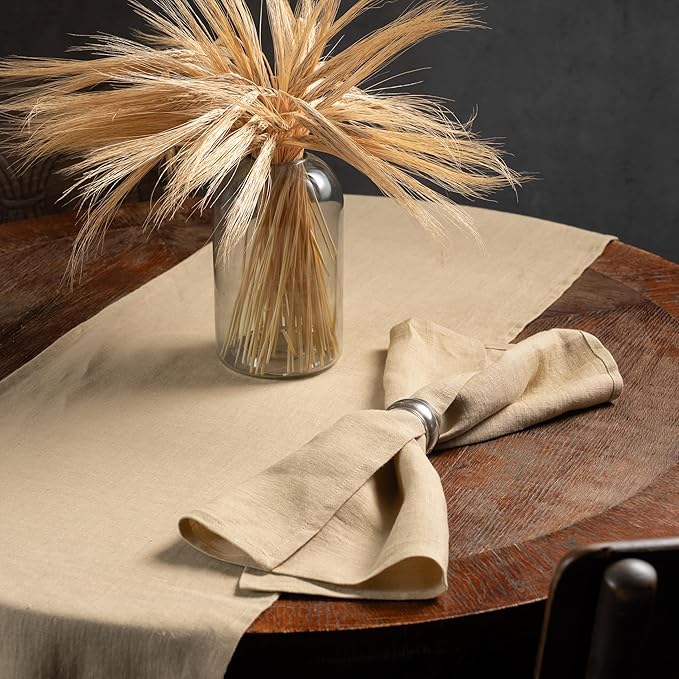 Linen Dinner Napkins 18 x 18 Inch - 100% Flax Linen Napkins - Stone Washed Pure Linen Cloth Napkins (Royal Cream, 18" x 18"(Set of 6))