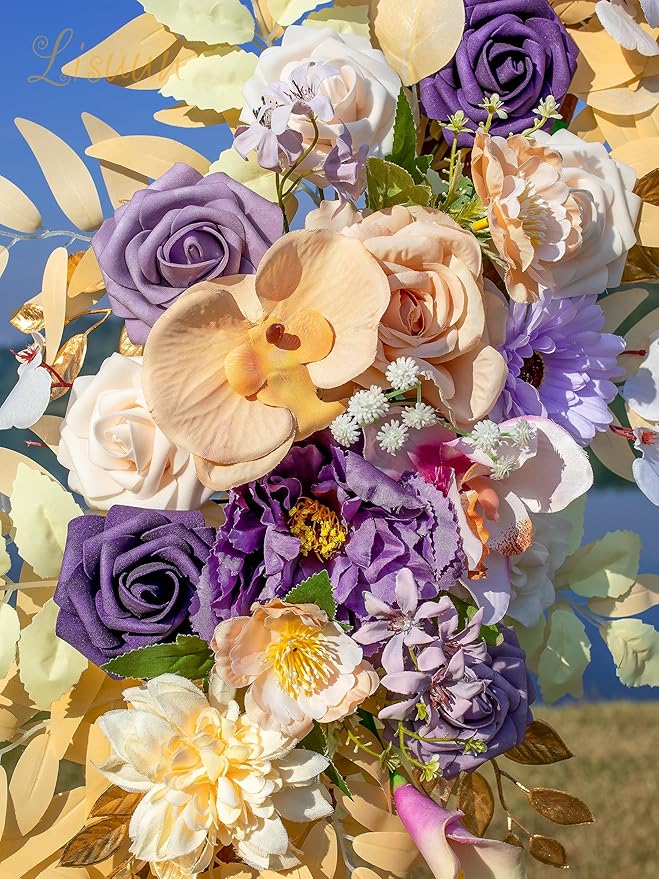 Wedding Arch Flowers, Artificial Flowers for Decoration, Large Flower Swag for Boho Styles Wedding Ceremony Floral Decor - Pack of 2