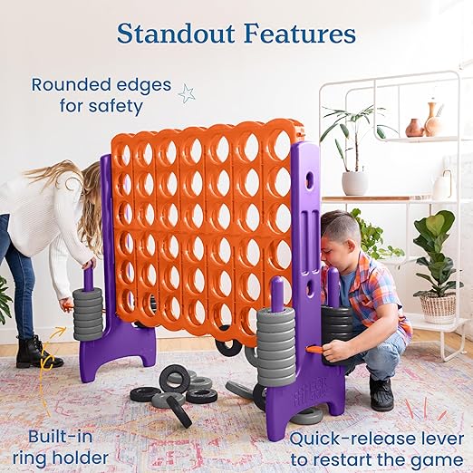 ECR4Kids Jumbo 4-To-Score, Giant Game, Orange, Purple