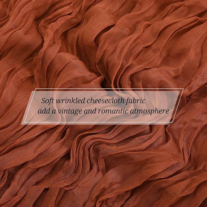 15 Pack Terracotta Cheesecloth Table Runner 17 x 108 Inch Fall Thanksgiving Boho Rustic Farmhouse Gauze Cheese Cloth Runner for Wedding Party Baby Shower Home Decor Holiday Decorations