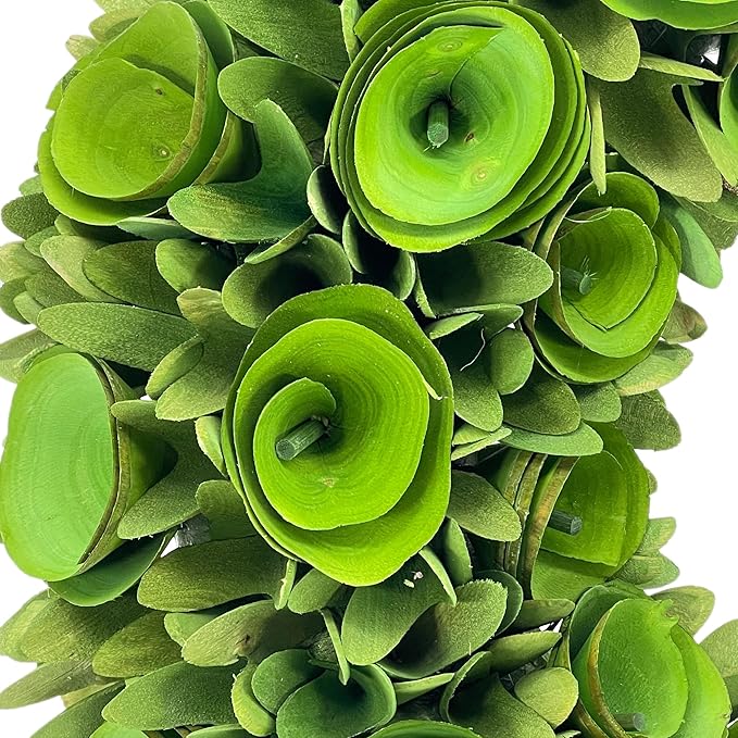 Galt International 18” Natural Woodchip Rose Autumn Wreath Intricate Front Door Christmas Wreath Beautiful Indoor & Outdoor Front Door Wreath for Fall Harvest Autumn Rustic Farm Home Decor (Green)