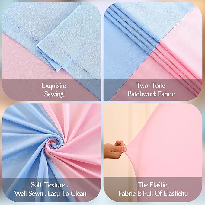 Pink and Blue Arch Backdrop Cover 6FT 5FT 4FT Arch Covers Stretchy Backdrop Set of 3, Gender Reveal Arch Cover Spandex Fitted Fabric Arch Covers for Boy or Girl Party Birthday Baby Shower Decor