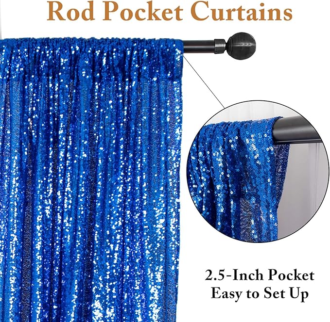 ShiDianYi Sequin Backdrop 10FTX10FT Blue Sparkle Backdrops for Party Royal Blue Backdrop Curtain Sequence Fabric Glitter Curtains Sparkly Photograph Background