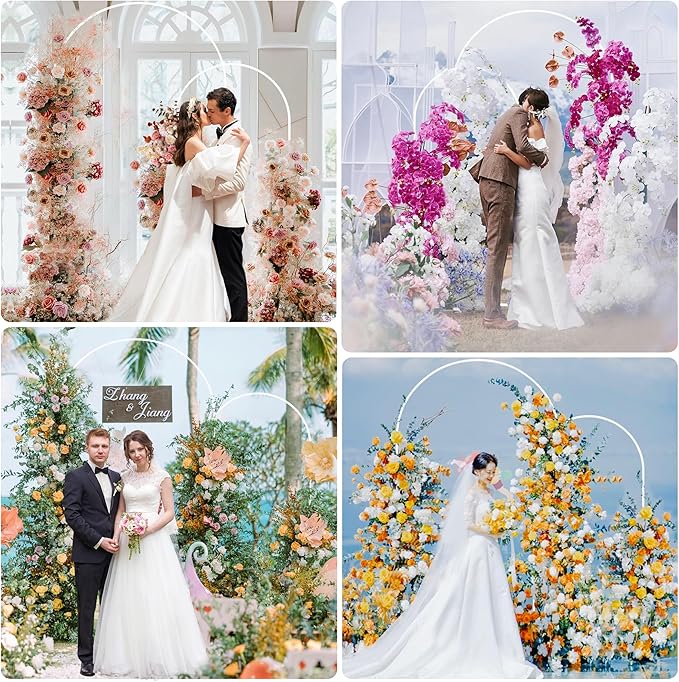 Putros Metal Arch Backdrop Stand White Wedding Backdrop Stand Set of 2 (7.2FT,6FT) Square Arch Frame for Birthday Party Graduation Ceremony Decoration