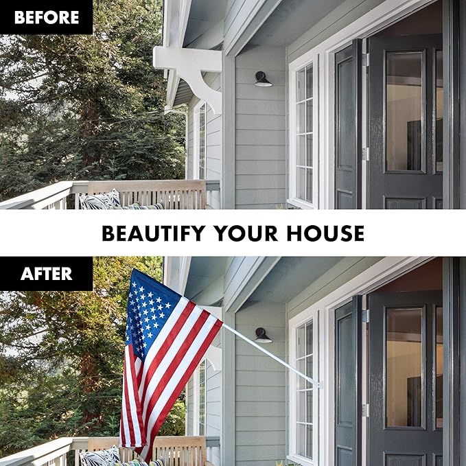 G128-5 Feet Spinning Aluminum Flagpole (White/Silver) American Flag Pole Sleeve Embroidered 2.5x4 ft American Flag Pole Sleeve (Flag Included) Flag Pole