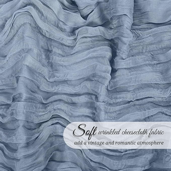 24 Pack Dusty Blue Cheesecloth Table Runner 120 inch Fall Thanksgiving Boho Rustic Gauze Farmhouse 10FT Cheese Cloth Runner for Baby Shower Wedding Party Holiday Home Decor