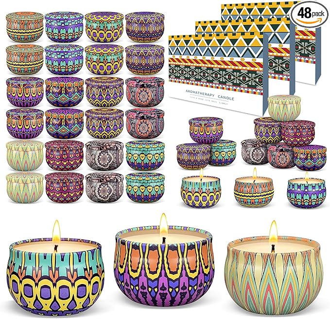 Scented Candles Gift Set,48 Pack Candles for Home Scented, 1200 Hour Long Lasting Soy Wax Aromatherapy Candle Set, Birthday Gifts for Women with Gift Box