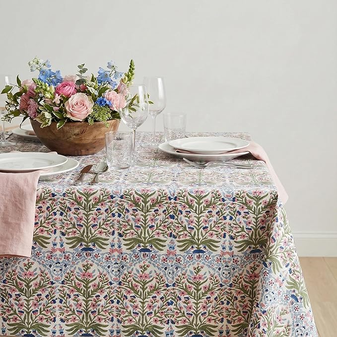 ATOSII Cotton Tablecloth Nargis Light Blue 60" X 60" Inches
