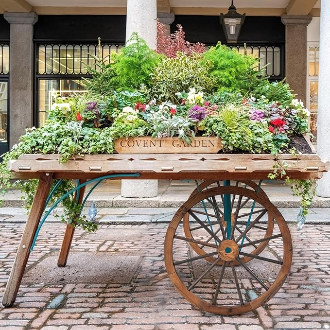 Tangkula 30" Decorative Wooden Wheels Set of 4, Decorative Wall Fir Wood Treated by Carbonization, Vintage Wagon Wheels for Garden, Bar, Restaurant Decoration (4 Pack)