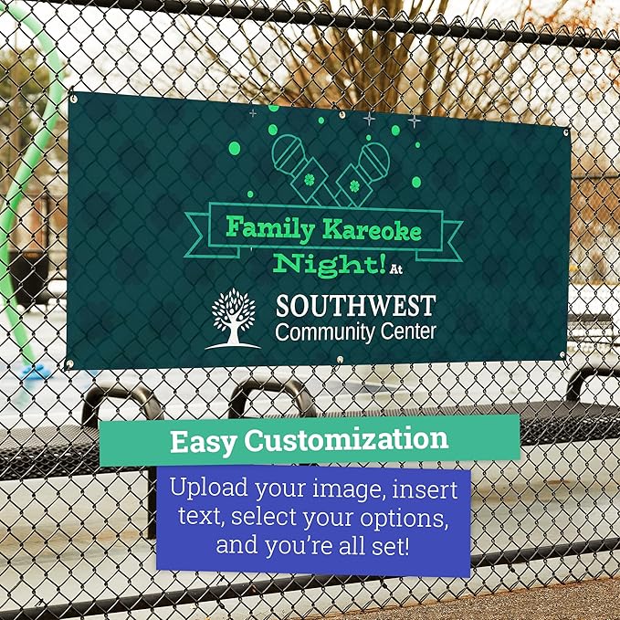 Personalized Mesh Banner – Printed Customizable 9oz Mesh Banner for Indoor and Outdoor Use (2'x8')