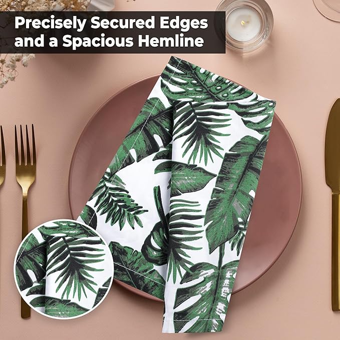 Urban Villa Cloth Napkins Set of 12 20x20 Inches 100% Cotton Napkins Cloth Washable Soft Durable Reusable Absorbent Table Dinner Napkins Cloth for Hotel Lunch Restaurant Weddings Parties - Tropical