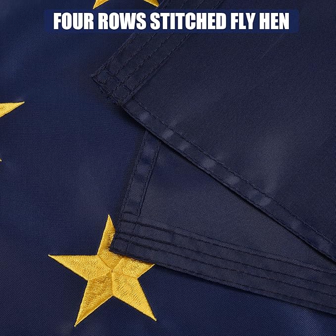 Indiana State Flag 6x10 Ft, Deluxe Full Embroidered Heavy Duty 100% Polyester Durable IN Outside Flags, Indoor/Outdoor, Sewn Stripes and Brass Grommets