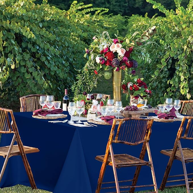 sancua Navy Blue Tablecloths for 8 Foot Rectangle Tables, 8 Pack - Washable Polyester Fabric Table Cloth for Wedding Party, Birthday, Banquet Reception, 60x120 Inch