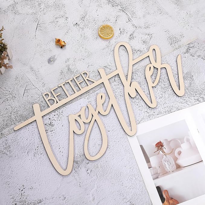Better Together Wedding Wooden Sign - Backdrop Wedd ing Wood Sign, Background Wall Weddin g Party Decoration, Photo Booth Prop (Better Together Wedding Wooden Sign)