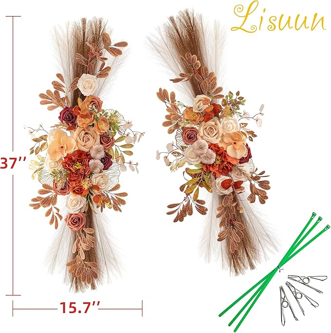 Wedding Arch Flowers, Artificial Flowers for Decoration, Large Flower Swag for Boho Styles Wedding Ceremony Floral Decor - Pack of 2