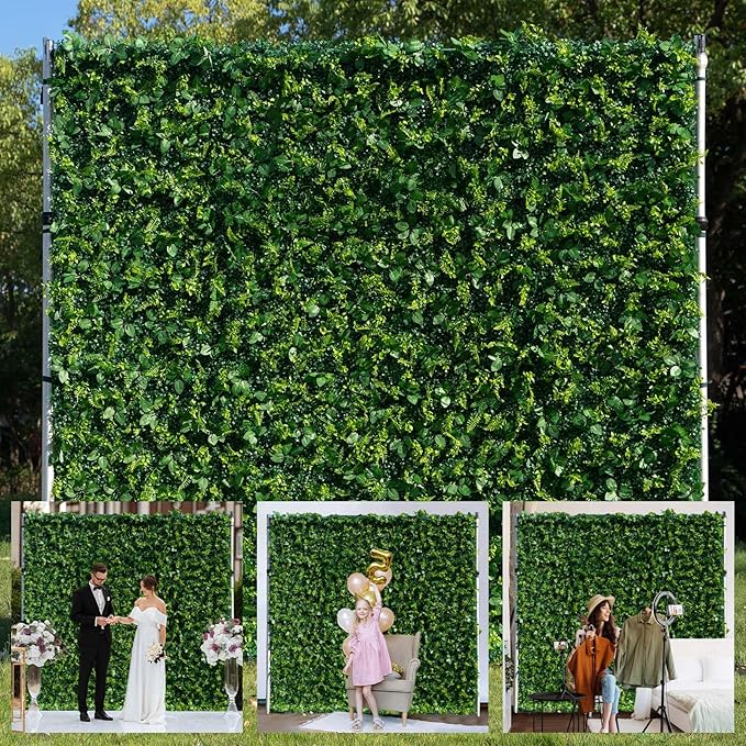 Artificial Luxury‌ Flower Wall Backdrop, Gorgeous 3D Silk Floral Backdrop for Wedding, Baby Shower, Party and Home Decor, Quick Assembly/Storage, Both Eco ＆ Pet Friendly, 4 Panels, 8 * 8 ft.