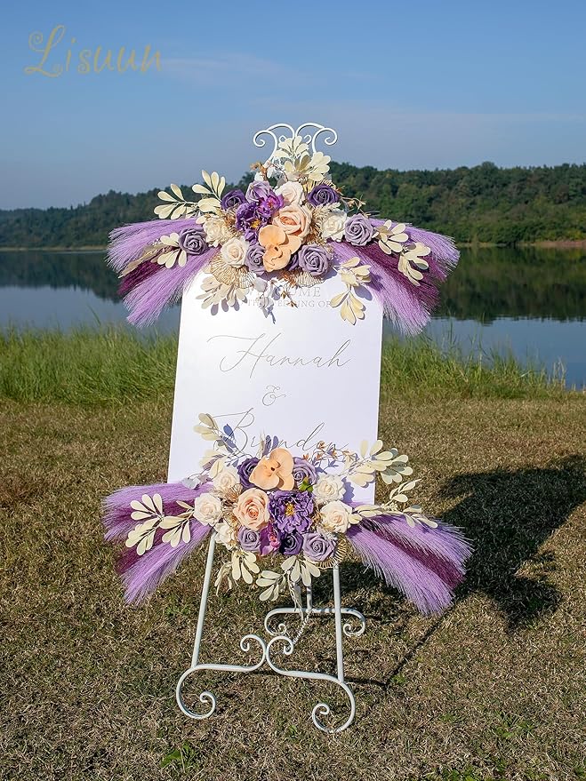 Wedding Arch Flowers, Artificial Flowers for Decoration, Large Flower Swag for Boho Styles Wedding Ceremony Floral Decor - Pack of 2