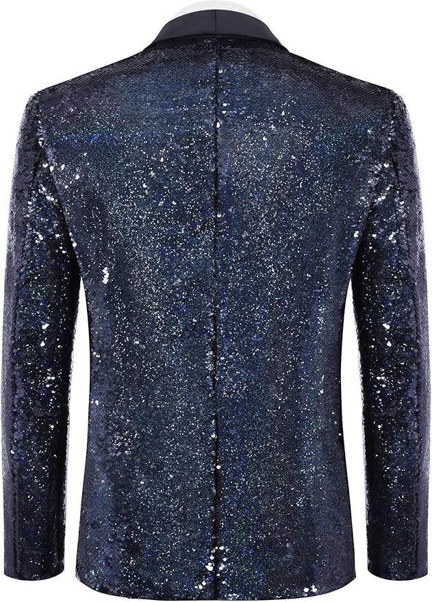 COOFANDY Mens Shiny Sequin Blazer Tuxedo Party Dinner Prom One Button Suit Jacket