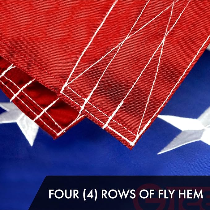 G128 American USA Flag | 6x10 Ft | Premier ToughWeave Series Embroidered 300D Polyester | Country Flag, Embroidered Stars, Sewn Stripes, Indoor/Outdoor, Brass Grommets, Beautiful Flag