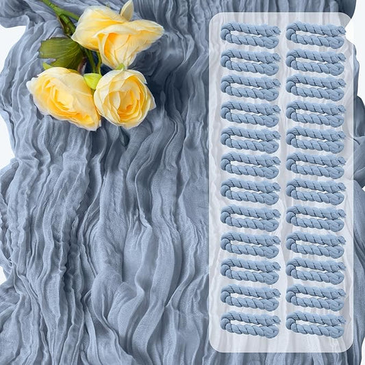 16 Pack 10Ft Cheesecloth Table Runners – Boho Gauze Vintage Table Decor, 120 Inch Long Rustic Cheese Cloth Runner for Wedding, Bridal Shower, Birthday, Romantic Party (Dusty Blue, 24" x 120"-16Packs)