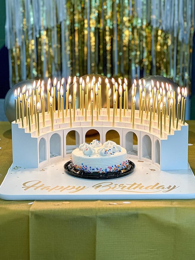 Tall Gold Birthday Candles for Cake and Table Decorations, Perfect for Milestone Special Day, Elegant Gold Birthday Candles, Ideal for Celebrations, 100 Pieces, 3.25 Inches