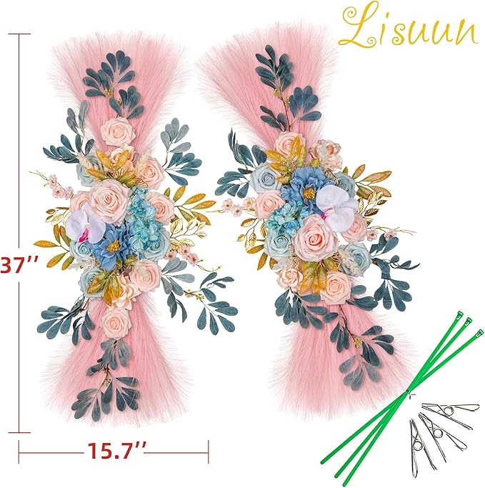 Wedding Arch Flowers, Artificial Flowers for Decoration, Large Flower Swag for Boho Styles Wedding Ceremony Floral Decor - Pack of 2