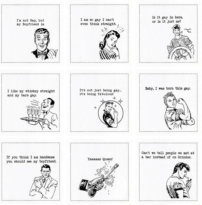 Five Star Funny Pride Graphics Quotes | White Cotton Cocktail Napkins | 50 Luxury Disposable Beverage Napkins with Witty Bar Quotes | Drink Napkins for Parties, Bars, Weddings & Game Nights