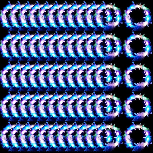 Taiyin 50 Pieces LED Feather Crown Headband Light up Angel Wreath Headband Flower Crowns for Women Wedding Halloween Birthday Valentine's Day Party Gift (Macaron Color)
