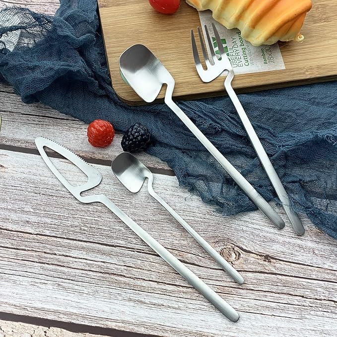 JASHII Flatware Set 32-piece Silverware Set Matte Finished Cutlery Set Service for 8 Include Knife/Fork/Spoon/Coffee spoon Dishwasher Safe (Silver)