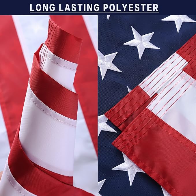 American Flag 8x12 Ft, US Deluxe Embroidered Heavy Duty Polyester Durable Outside Flags with Brass Grommets