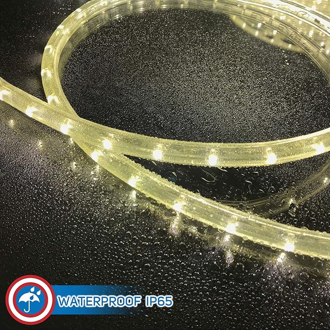 Russell Decor 200ft/60m Led Rope Lights Lamps Kit Indoor Outdoor Decorative Lighting for Party Wedding Trees Backyard Patio Deck Bright Flexible String Tube Lights Waterproof- Warm White