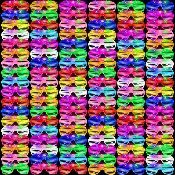 80 Pack Light Up Glasses, LED Glasses 10 Neon Color Led Glasses, Shutter Shades Glow Stick Sunglasses, Neon Party Supplies for Kids Adults Birthday Wedding New Year Glow Toys Cosplay Christmas