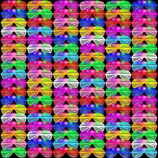 120 Pack Valentines Day Gifts Light Up Glasses, LED Glasses 10 Neon Color Led Glasses, Shutter Shades Glow Stick Sunglasses, Neon Party Supplies for Kids Adults Birthday Wedding New Year Glow Toys
