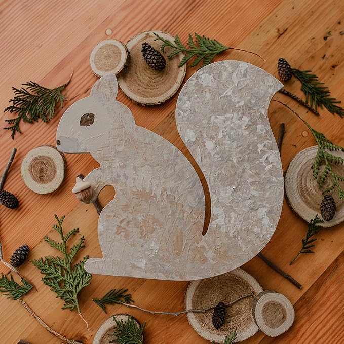 Squirrel Wooden Cutout 12 x 12 inches, 6 Unfinished Birch Wood Animal Cutouts for Autumn Decor and DIY Crafts, by Woodpeckers