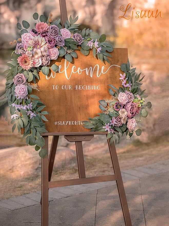 Wedding Arch Flowers, Artificial Flowers for Decoration, Large Flower Swag for Boho Styles Wedding Ceremony Floral Decor - Pack of 2