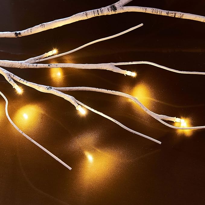 Hairui Lighted Birch Garland Battery Operated with 8 Function 48 Warm White and Multi Color Lights 6FT, Pre Lit Garland for Fireplace Christmas Holiday Decoration Indoor Outdoor