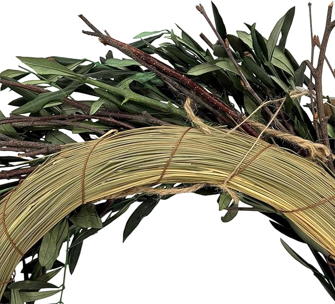 Galt International 21" Green Preserved Olive Branch Wreath – Fall, Thanksgiving & Christmas Front Door Decoration, Year Round Holiday Home Décor Accent