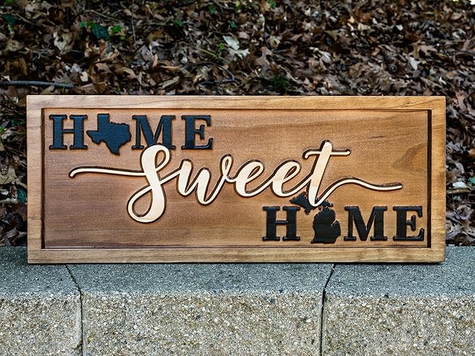 Personalized Sweet Home Sign with States, Housewarming Gift, Farmhouse Decor, States Decor, Custom Wedding Gift Anniversary, First New Home Gift