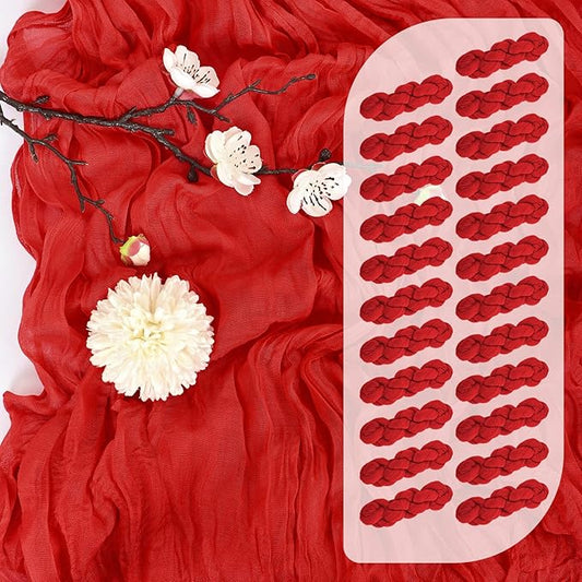 25 Pack Red Cheesecloth Table Runner 17 x 108 Inch Fall Thanksgiving Boho Rustic Farmhouse Gauze Cheese Cloth Runner for Wedding Party Baby Shower Home Decor Holiday Decorations