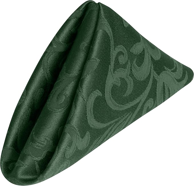 Ultimate Textile Somerset Damask Hunter Cloth Napkins - 17" x 17" (Set of 24) Wrinkle & Stain Resistant Polyester, Machine Washable for Weddings & Events