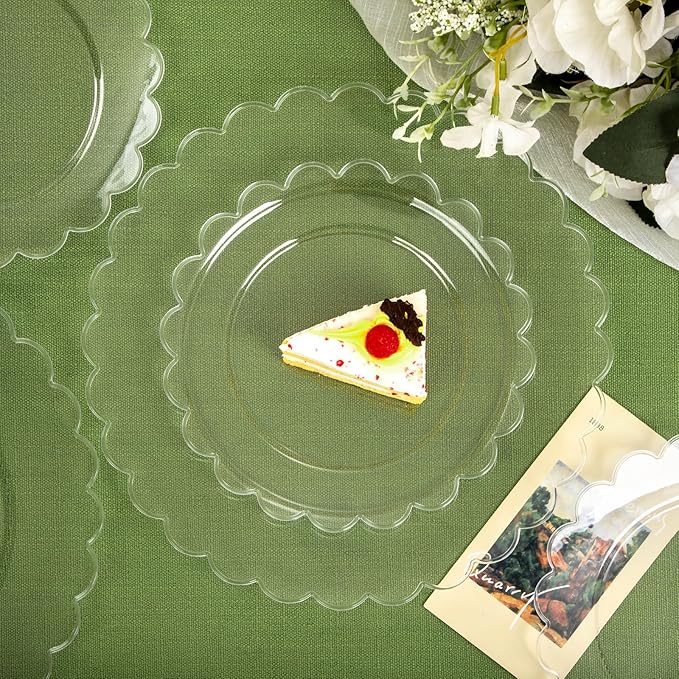 supernal 100pcs Clear Plastic Plates,Disposable Plastic Plates Heavy Duty,Premium Plate,Includes 50 Clear Dinner &50 Dessert Plate,for Party,Wedding,Brial Shower