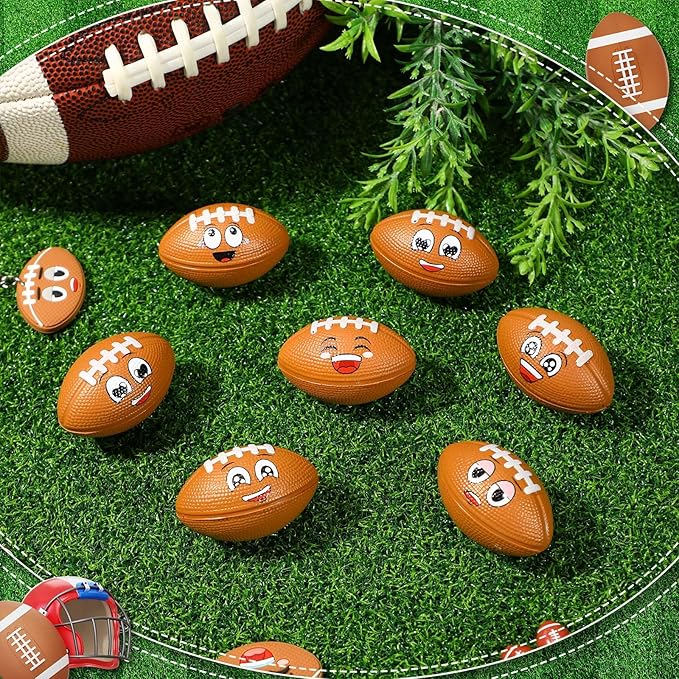 Maxdot 194 Pcs Football Party Favors 24 Set Football Goodie Foam Finger Mini Face StressBall Keychain Bracelet Wristband Whistle Sticker for Kids Birthday Party Supplies Gift