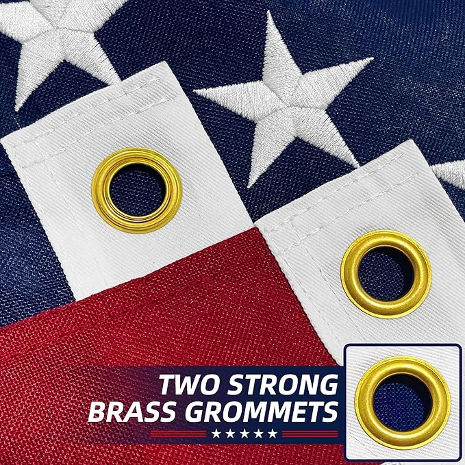 Premium American Flag 3x5 Ft TearProof Series for Outside, Heavy Duty Outdoor，Longest Lasting, Super Tough Fade Resistant Spun Polyester, High Wind US Outdoor Flags Embroidered Stars, Sewn Stripes, Brass Grommets