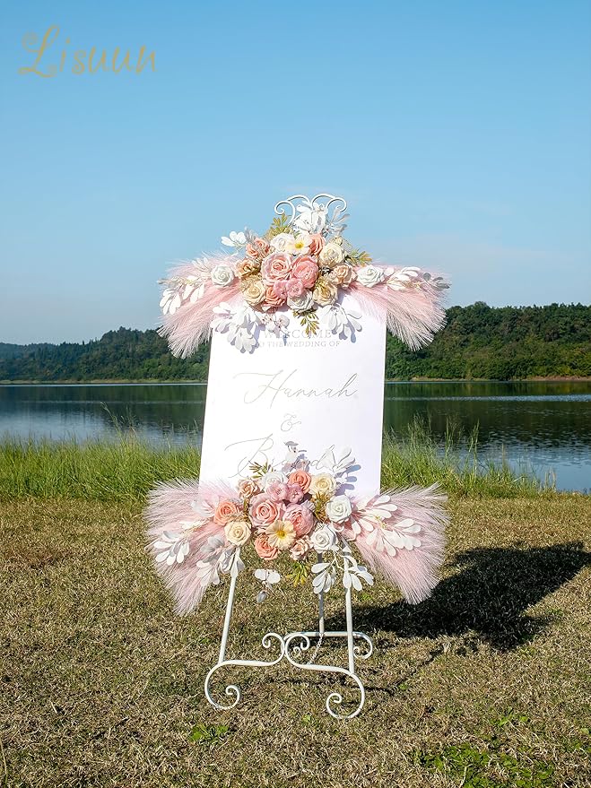 Wedding Arch Flowers, Artificial Flowers for Decoration, Large Flower Swag for Boho Styles Wedding Ceremony Floral Decor - Pack of 2