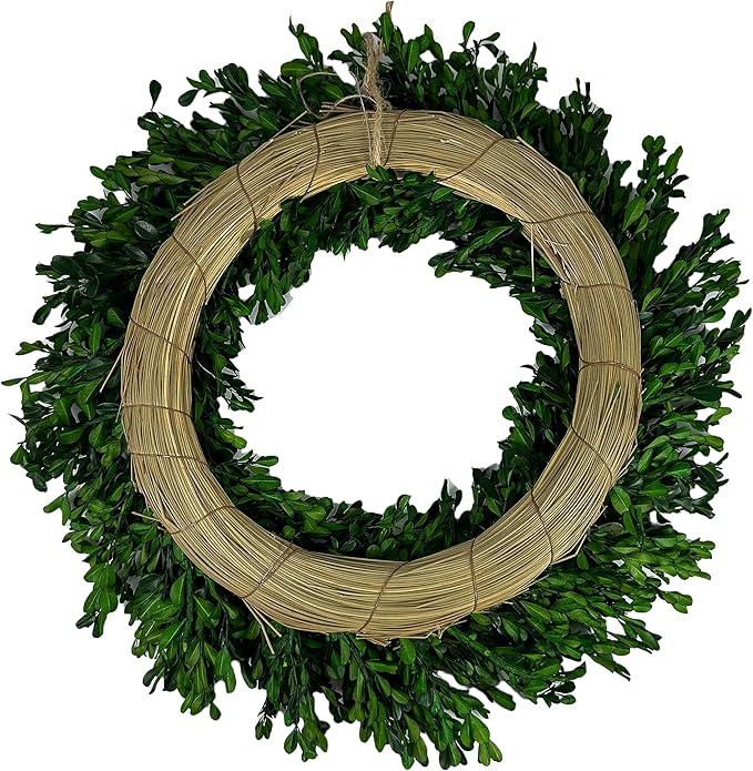 Galt International 21" Naturally Preserved Boxwood Fall Wreath – Fall, Thanksgiving & Christmas Front Door Decoration, Year Round Holiday Home Décor Accent