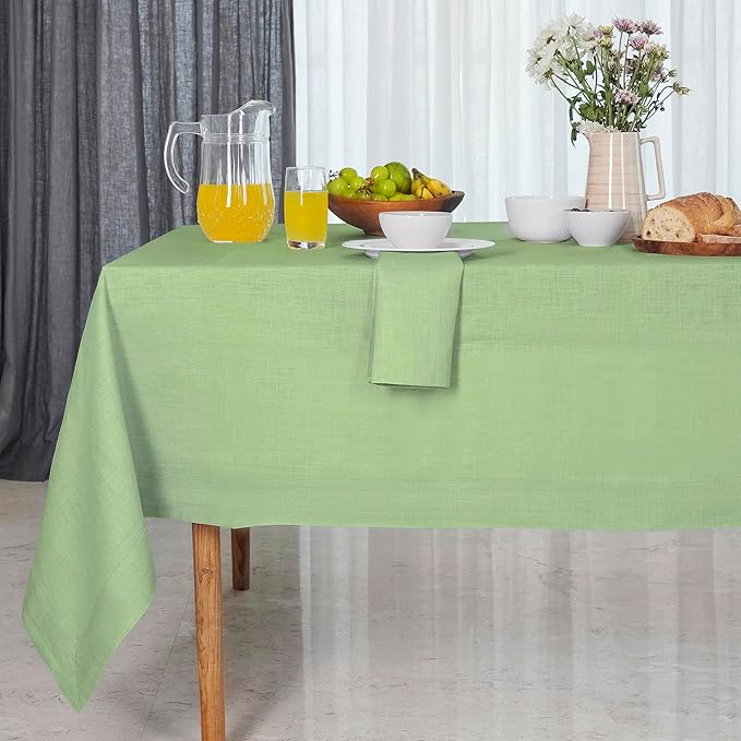 D'Moksha Homes Linen Tablecloth 60 x 108 Inch - 100% Pure Linen Sage Green Tablecloth for Rectangle Tables - Machine Washable Table Cloth for Spring, St Patricks Day, Easter