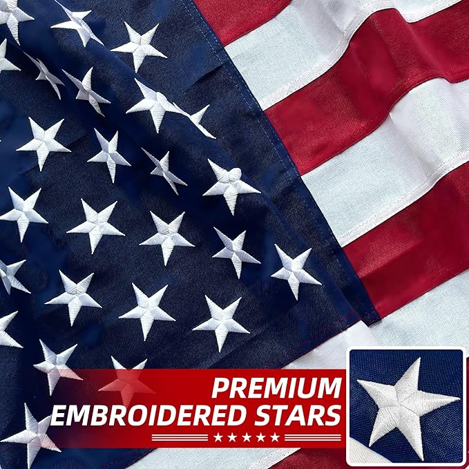 Premium American Flag 3x5 Ft 3 Pack TearProof Series for Outside, Heavy Duty Outdoor，Longest Lasting, Super Tough Fade Resistant Spun Polyester, High Wind US Outdoor Flags Embroidered Stars, Sewn Stripes, Brass Grommets